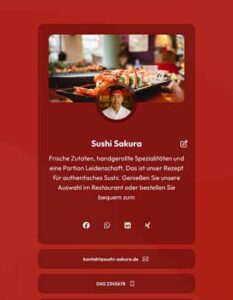 Sushi-Koch in japanischem Restaurant vor Sushi-Theke