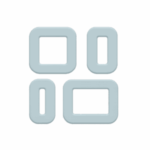 Hellblaues 3D-Icon mit vier rechteckigen Symbolflächen