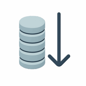 3D-Icon mit Datenbank und Pfeil nach unten