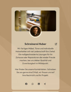 Holzwerkbank mit Werkzeugen und Schreiner-Porträt